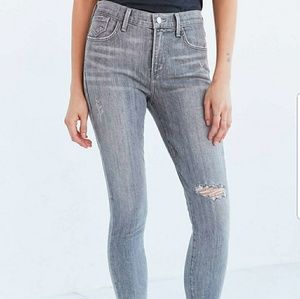 Agolde Gray Sophie Crop High Rise Skinny Jeans
